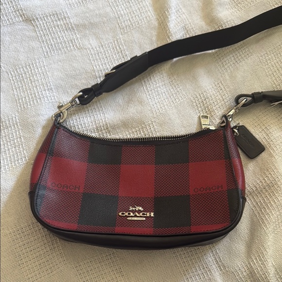 Coach Red and Black Plaid Shoulder Bag - Picture 1 of 4